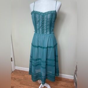 Betsy Johnson Green Lace Silk Dress